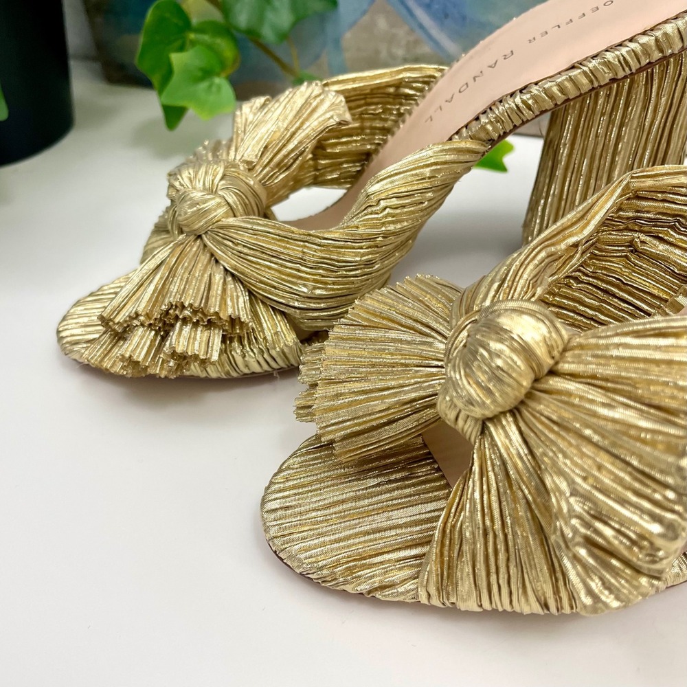 New Loeffler Randal Penny Gold Pleated Bow Heel in Gold Size 7 - Picture 8 of 14